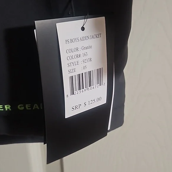 BOULDER GEAR BOYS AIDEN JACKET: GRAY/GREEN: NEW WITH TAGS: SIZE 5 Puffers